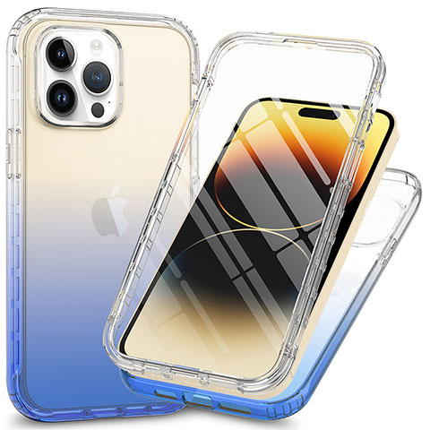 Funda Silicona Carcasa Ultrafina Transparente Goma Frontal y Trasera 360 Grados ZJ1 para Apple iPhone 15 Pro Azul