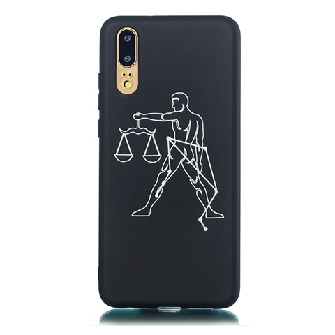 Funda Silicona Gel Goma Constelacion Carcasa S05 para Huawei P20 Negro