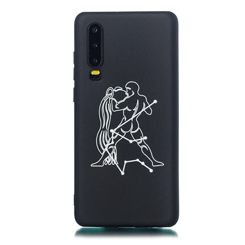 Funda Silicona Gel Goma Constelacion Carcasa S05 para Huawei P30 Negro