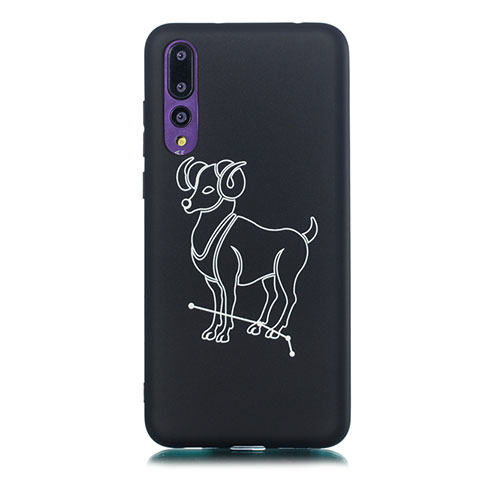 Funda Silicona Gel Goma Constelacion Carcasa S06 para Huawei P20 Pro Negro