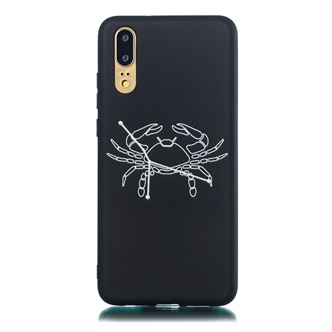 Funda Silicona Gel Goma Constelacion Carcasa S08 para Huawei P20 Negro