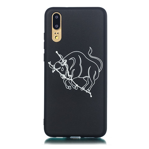 Funda Silicona Gel Goma Constelacion Carcasa S10 para Huawei P20 Negro