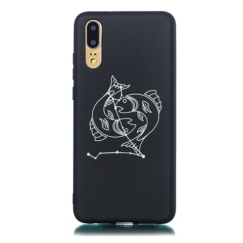 Funda Silicona Gel Goma Constelacion Carcasa S12 para Huawei P20 Negro