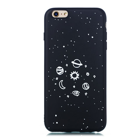 Funda Silicona Gel Goma Estrellado Carcasa para Apple iPhone 6 Plus Negro