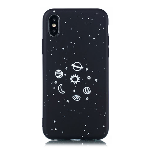 Funda Silicona Gel Goma Estrellado Carcasa para Apple iPhone X Negro