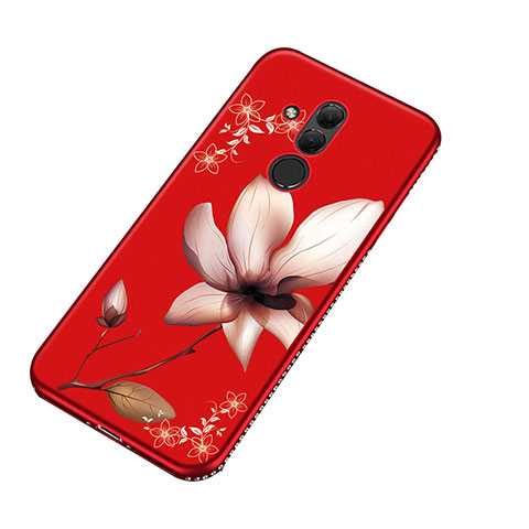 Funda Silicona Gel Goma Flores Carcasa H01 para Huawei Mate 20 Lite Rojo