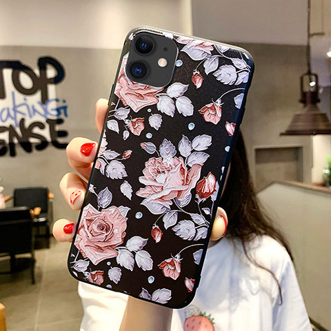 Funda Silicona Gel Goma Flores Carcasa H02 para Apple iPhone 11 Rosa