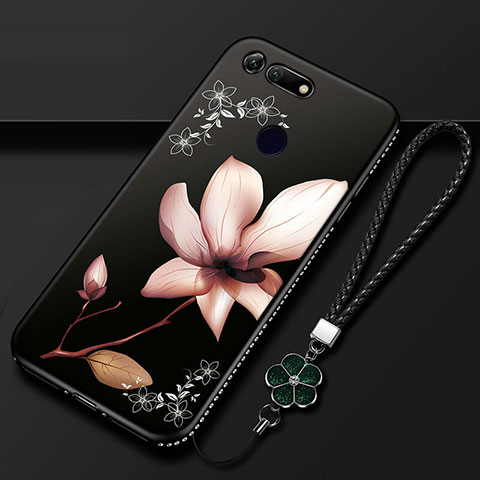 Funda Silicona Gel Goma Flores Carcasa K01 para Huawei Honor View 20 Negro