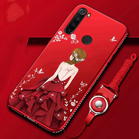 Funda Silicona Gel Goma Flores Carcasa K01 para Xiaomi Redmi Note 8T Rojo