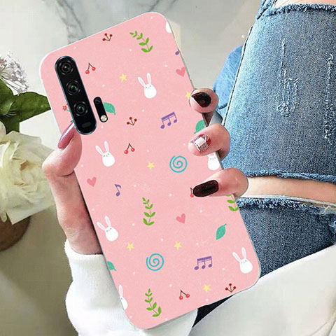 Funda Silicona Gel Goma Flores Carcasa K02 para Huawei Honor 20 Pro Rosa