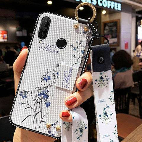 Funda Silicona Gel Goma Flores Carcasa K02 para Huawei P Smart+ Plus (2019) Blanco