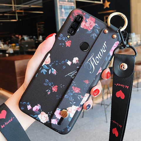 Funda Silicona Gel Goma Flores Carcasa K02 para Huawei P30 Lite Negro