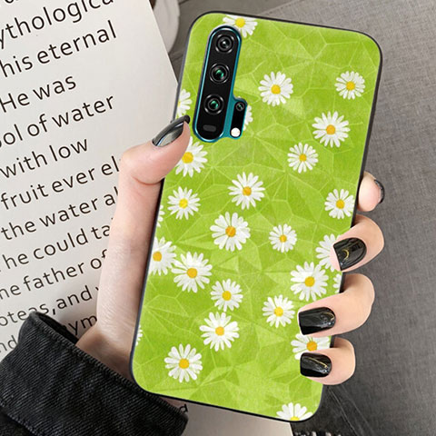 Funda Silicona Gel Goma Flores Carcasa K03 para Huawei Honor 20 Pro Verde