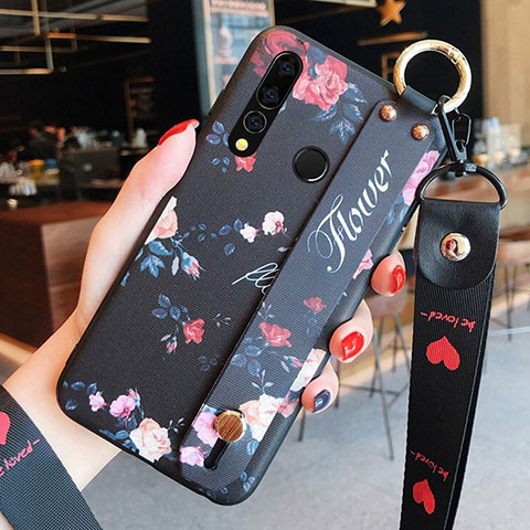 Funda Silicona Gel Goma Flores Carcasa K03 para Huawei P Smart+ Plus (2019) Negro