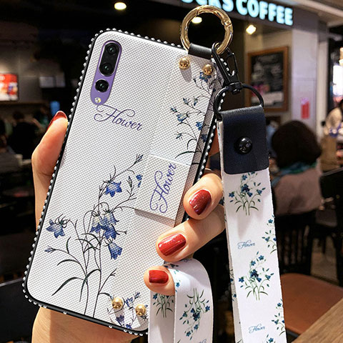 Funda Silicona Gel Goma Flores Carcasa K03 para Huawei P20 Pro Blanco