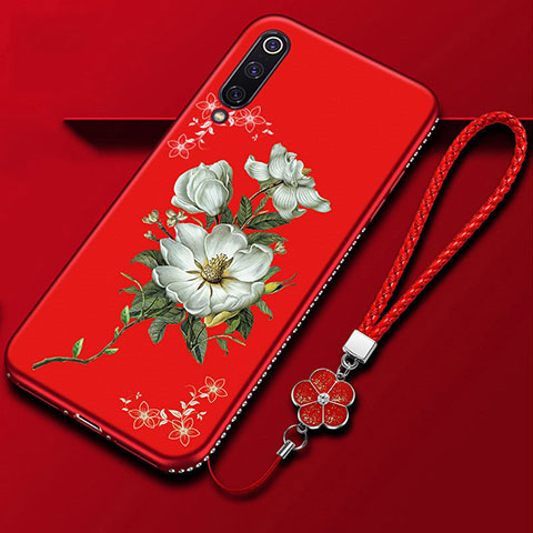 Funda Silicona Gel Goma Flores Carcasa K06 para Xiaomi Mi A3 Rojo