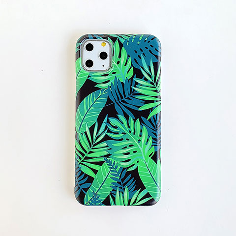 Funda Silicona Gel Goma Flores Carcasa para Apple iPhone 11 Pro Verde