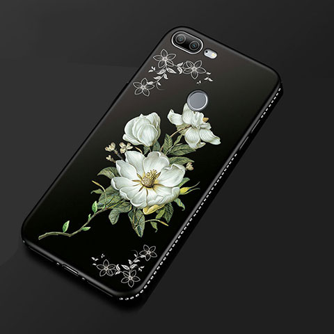 Funda Silicona Gel Goma Flores Carcasa para Huawei Honor 9 Lite Negro