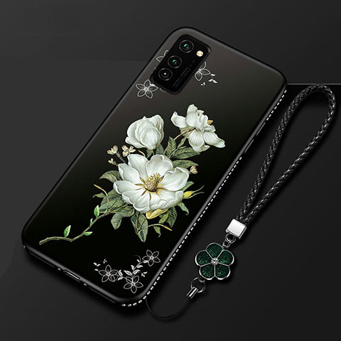 Funda Silicona Gel Goma Flores Carcasa para Huawei Honor V30 5G Negro