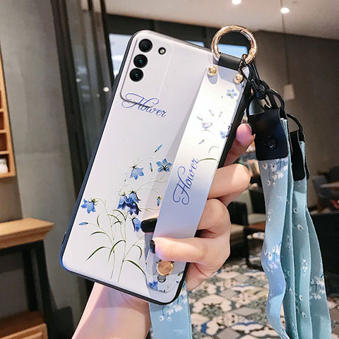 Funda Silicona Gel Goma Flores Carcasa para Huawei Honor X10 5G Blanco