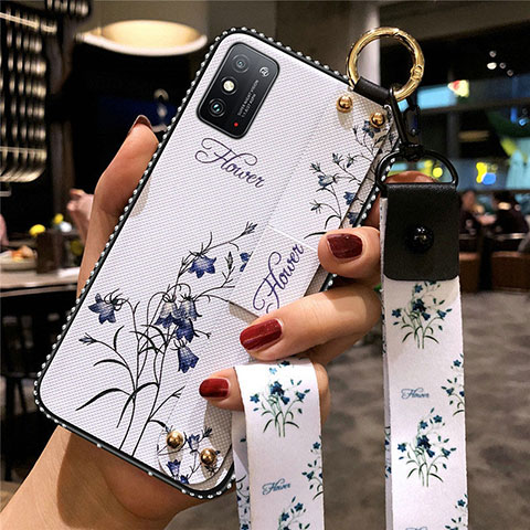 Funda Silicona Gel Goma Flores Carcasa para Huawei Honor X10 Max 5G Blanco