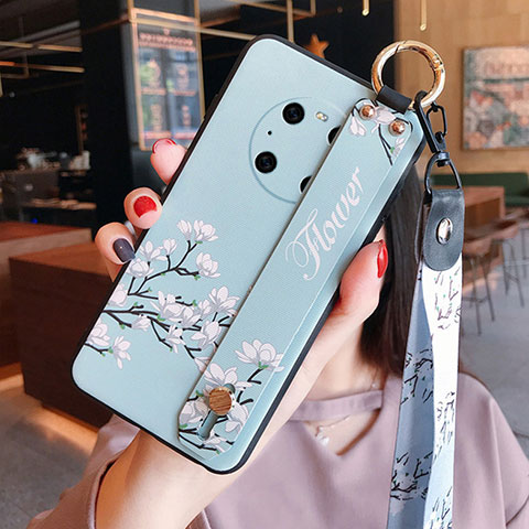 Funda Silicona Gel Goma Flores Carcasa para Huawei Mate 40 Azul Claro