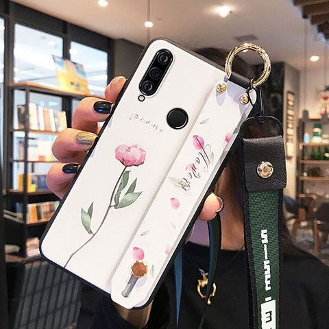 Funda Silicona Gel Goma Flores Carcasa para Huawei Nova 4e Rosa