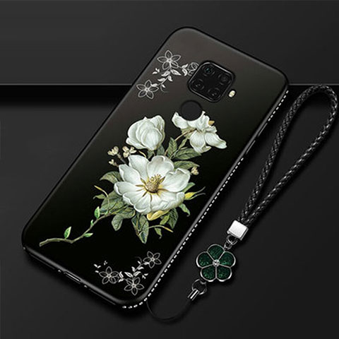 Funda Silicona Gel Goma Flores Carcasa para Huawei Nova 5z Blanco