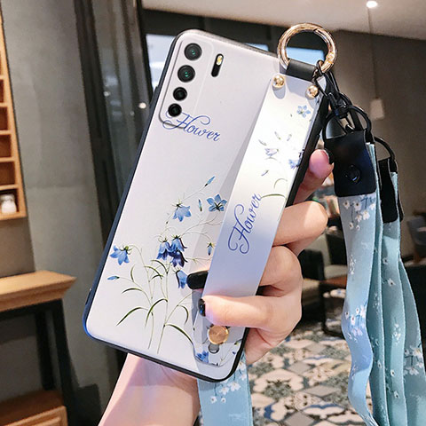 Funda Silicona Gel Goma Flores Carcasa para Huawei Nova 7 SE 5G Blanco