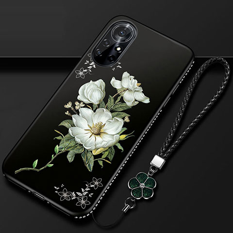 Funda Silicona Gel Goma Flores Carcasa para Huawei Nova 8 Pro 5G Negro