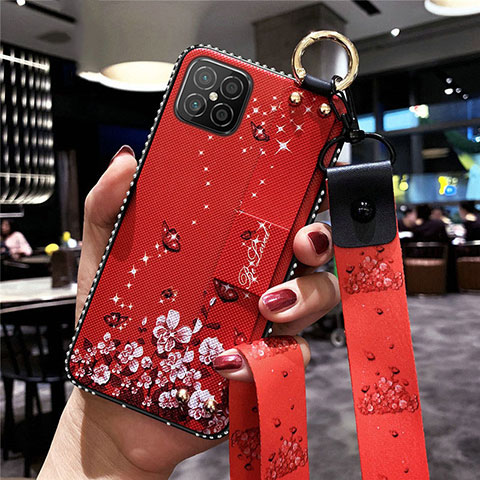 Funda Silicona Gel Goma Flores Carcasa para Huawei Nova 8 SE 5G Rojo