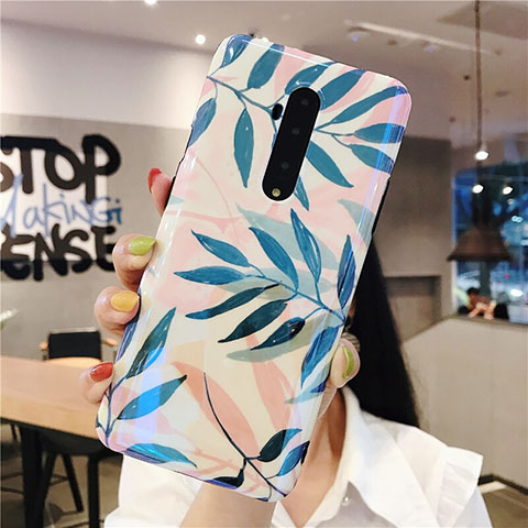 Funda Silicona Gel Goma Flores Carcasa para OnePlus 7T Pro Oro Rosa