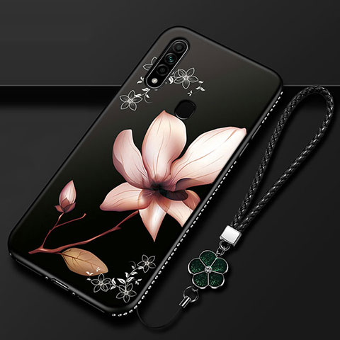 Funda Silicona Gel Goma Flores Carcasa para Oppo A8 Marron