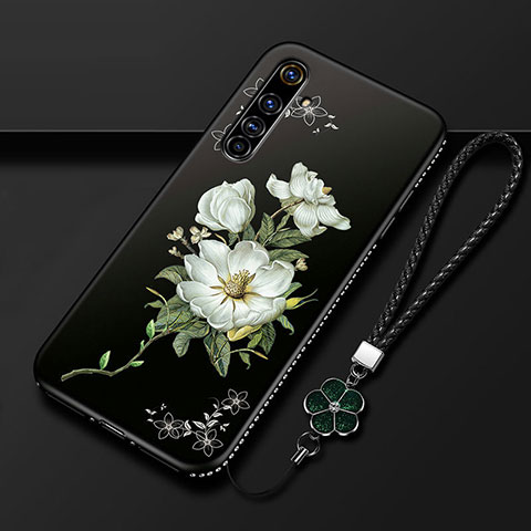 Funda Silicona Gel Goma Flores Carcasa para Realme X50 Pro 5G Blanco