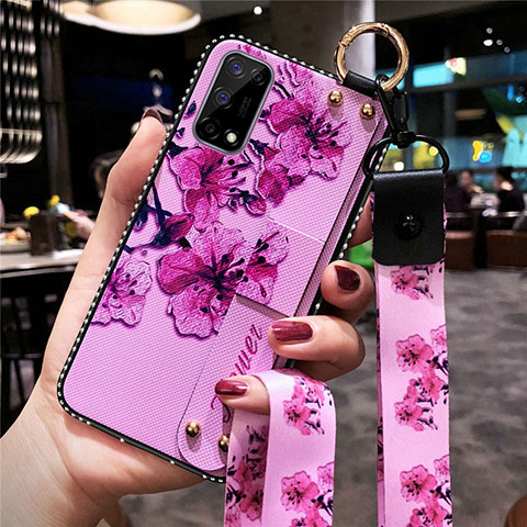 Funda Silicona Gel Goma Flores Carcasa para Realme X7 Pro 5G Purpura Claro