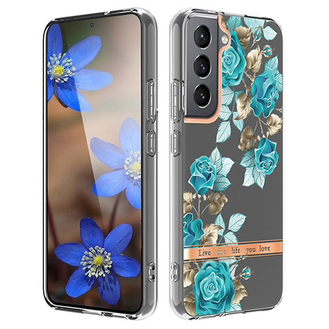 Funda Silicona Gel Goma Flores Carcasa para Samsung Galaxy S21 5G Cian