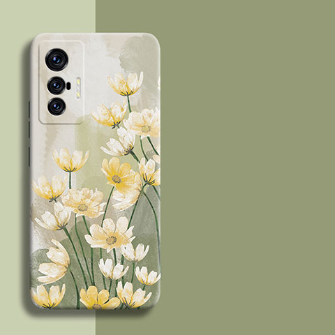 Funda Silicona Gel Goma Flores Carcasa para Vivo X70 5G Verde