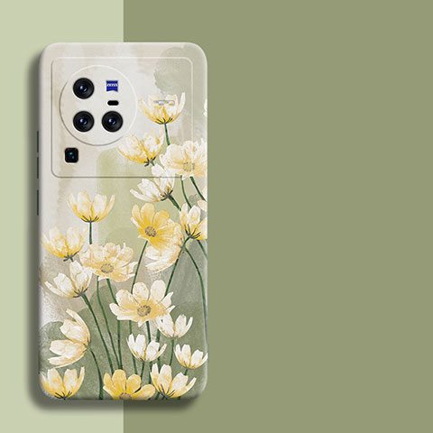 Funda Silicona Gel Goma Flores Carcasa para Vivo X80 Pro 5G Verde