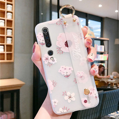 Funda Silicona Gel Goma Flores Carcasa para Xiaomi Mi 10 Rosa