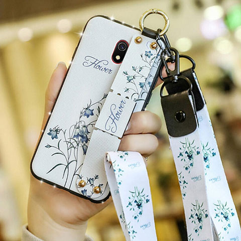 Funda Silicona Gel Goma Flores Carcasa para Xiaomi Redmi 8A Blanco