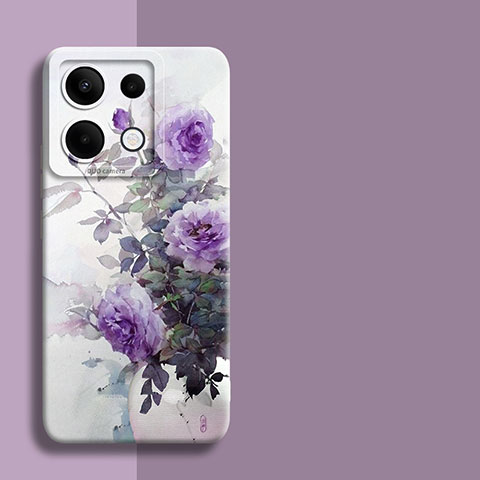 Funda Silicona Gel Goma Flores Carcasa para Xiaomi Redmi Note 13 Pro 5G Morado