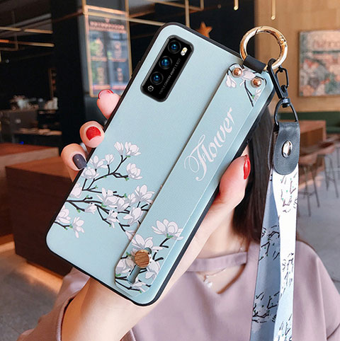 Funda Silicona Gel Goma Flores Carcasa S01 para Huawei Enjoy 20 Pro 5G Cian