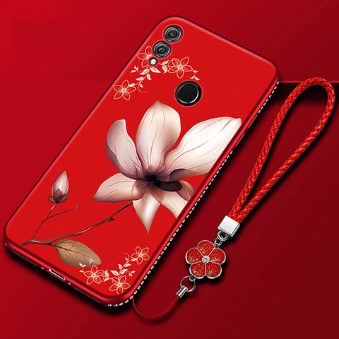 Funda Silicona Gel Goma Flores Carcasa S01 para Huawei Honor 10 Lite Rojo Rosa