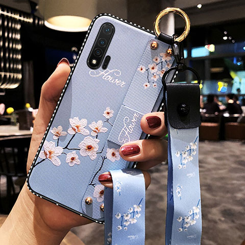 Funda Silicona Gel Goma Flores Carcasa S01 para Huawei Nova 6 5G Azul Cielo