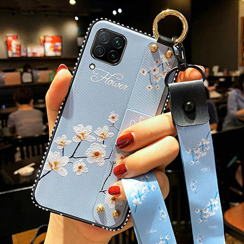 Funda Silicona Gel Goma Flores Carcasa S01 para Huawei Nova 6 SE Azul Cielo