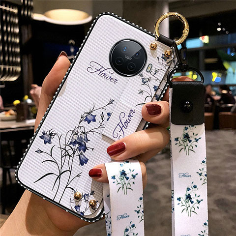 Funda Silicona Gel Goma Flores Carcasa S01 para Oppo Ace2 Blanco