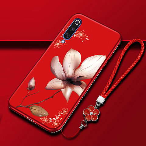 Funda Silicona Gel Goma Flores Carcasa S01 para Samsung Galaxy A70S Rojo Rosa