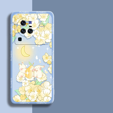 Funda Silicona Gel Goma Flores Carcasa S01 para Vivo X80 Pro 5G Amarillo