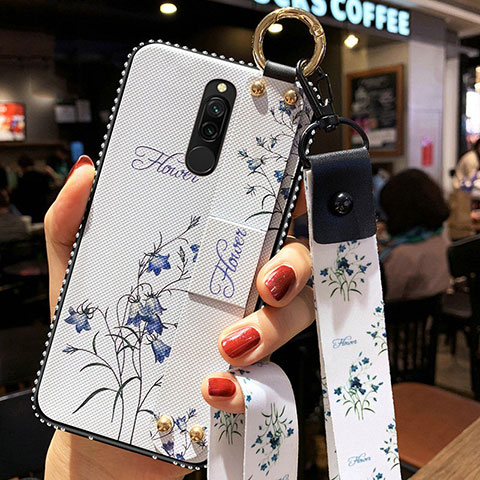 Funda Silicona Gel Goma Flores Carcasa S01 para Xiaomi Redmi 8 Blanco