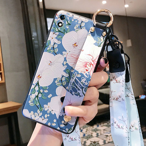 Funda Silicona Gel Goma Flores Carcasa S01 para Xiaomi Redmi 9i Azul Cielo